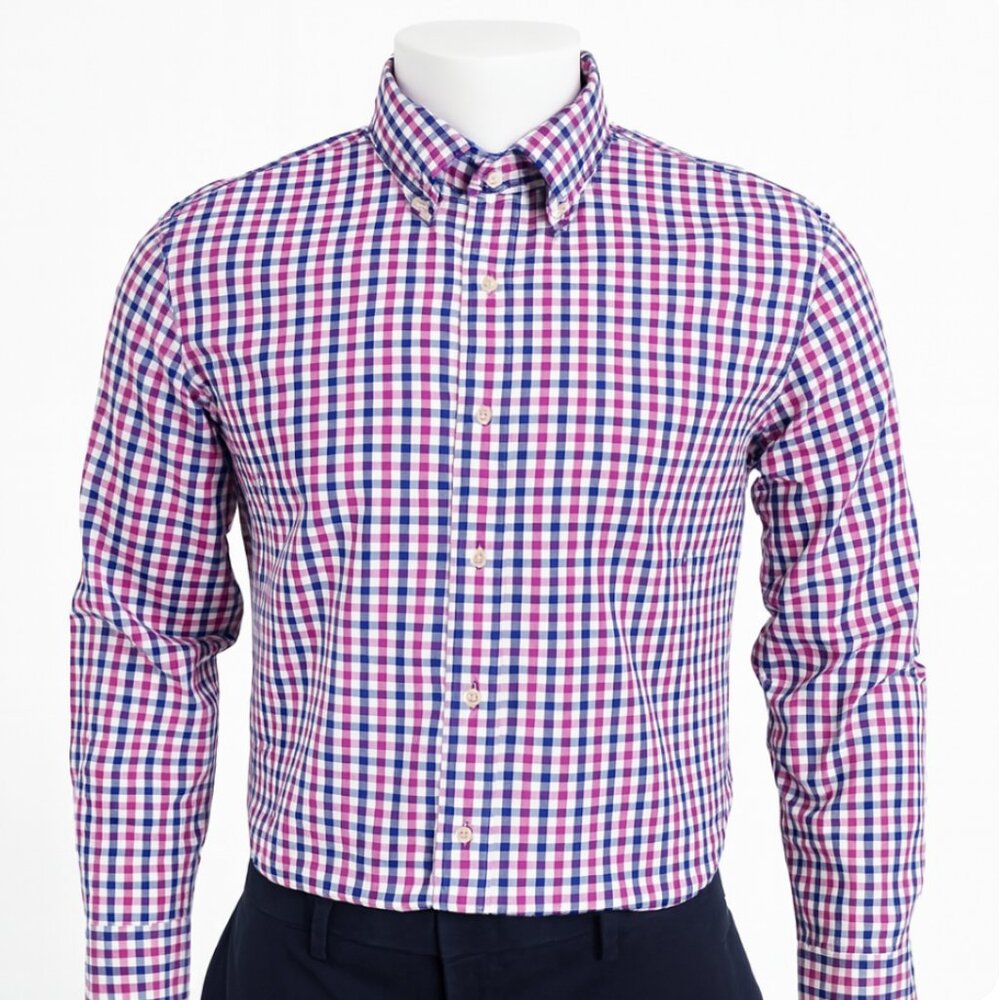 J Crew‎ Shirt Mens Small Blue Purple Plaid Button Down Casual Career Work Preppy
